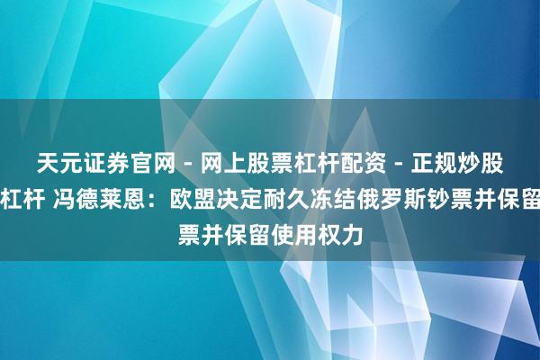 天元证券官网 - 网上股票杠杆配资 - 正规炒股配资如何杠杆 冯德莱恩：欧盟决定耐久冻结俄罗斯钞票并保留使用权力