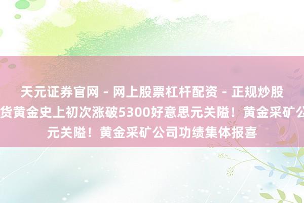 天元证券官网 - 网上股票杠杆配资 - 正规炒股配资如何杠杆 现货黄金史上初次涨破5300好意思元关隘！黄金采矿公司功绩集体报喜