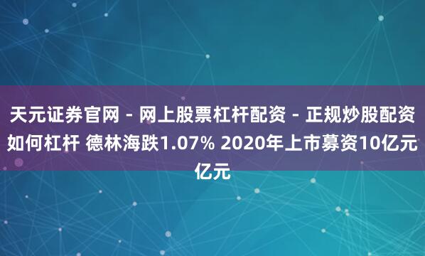 天元证券官网 - 网上股票杠杆配资 - 正规炒股配资如何杠杆 德林海跌1.07% 2020年上市募资10亿元