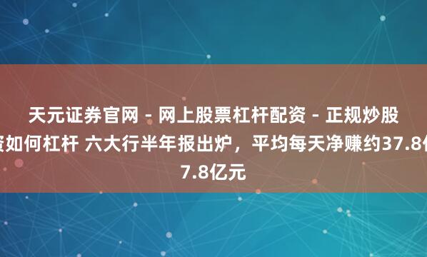 天元证券官网 - 网上股票杠杆配资 - 正规炒股配资如何杠杆 六大行半年报出炉，平均每天净赚约37.8亿元