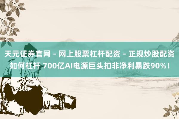 天元证券官网 - 网上股票杠杆配资 - 正规炒股配资如何杠杆 700亿AI电源巨头扣非净利暴跌90%！