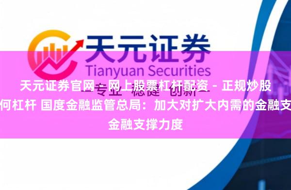 天元证券官网 - 网上股票杠杆配资 - 正规炒股配资如何杠杆 国度金融监管总局：加大对扩大内需的金融支撑力度