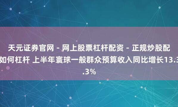 天元证券官网 - 网上股票杠杆配资 - 正规炒股配资如何杠杆 上半年寰球一般群众预算收入同比增长13.3%