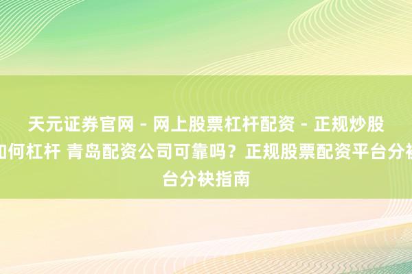 天元证券官网 - 网上股票杠杆配资 - 正规炒股配资如何杠杆 青岛配资公司可靠吗？正规股票配资平台分袂指南
