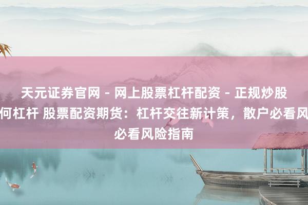 天元证券官网 - 网上股票杠杆配资 - 正规炒股配资如何杠杆 股票配资期货：杠杆交往新计策，散户必看风险指南
